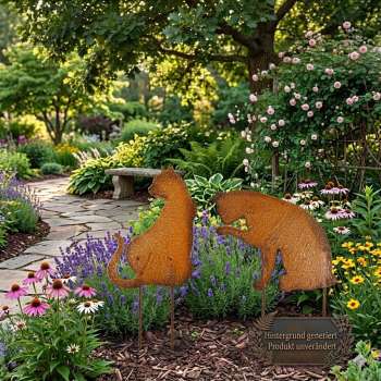 Metall-Gartenstecker „Katze“ im Rostlook – stilvolle Deko für Garten & Blumentopf